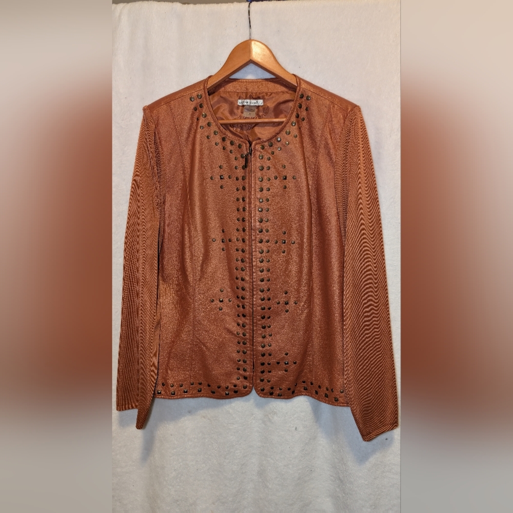 🍁Vintage🍁 Peter Nygard Leather & Nylon Studded Jacket/Blazer Women's Size XL